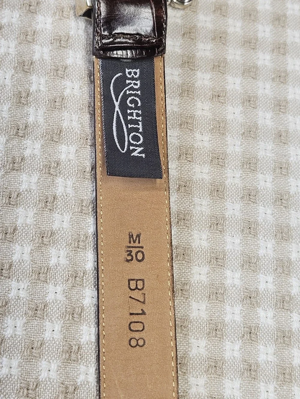 Brighton Dark Brown Croc Embossed Leather Heart Charm Silver Buckle Western Belt